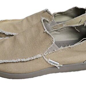 Crocs Venture Mens Santa Cruz Loafers Canvas Slip On Shoes Tan, Size 10